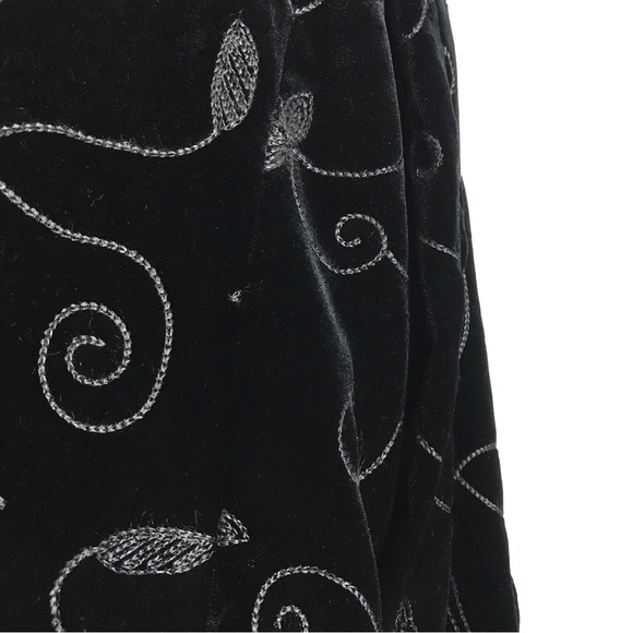 Bob Mackie Velvet Black Gray Floral Embroidered Blazer Jacket Womens Sz 14 - Picture 11 of 13